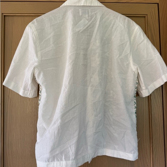 NWOT BDG Urban Outfitters Cream Green Crochet Lace Short Sleeve Button Down / sm - Picture 11 of 11